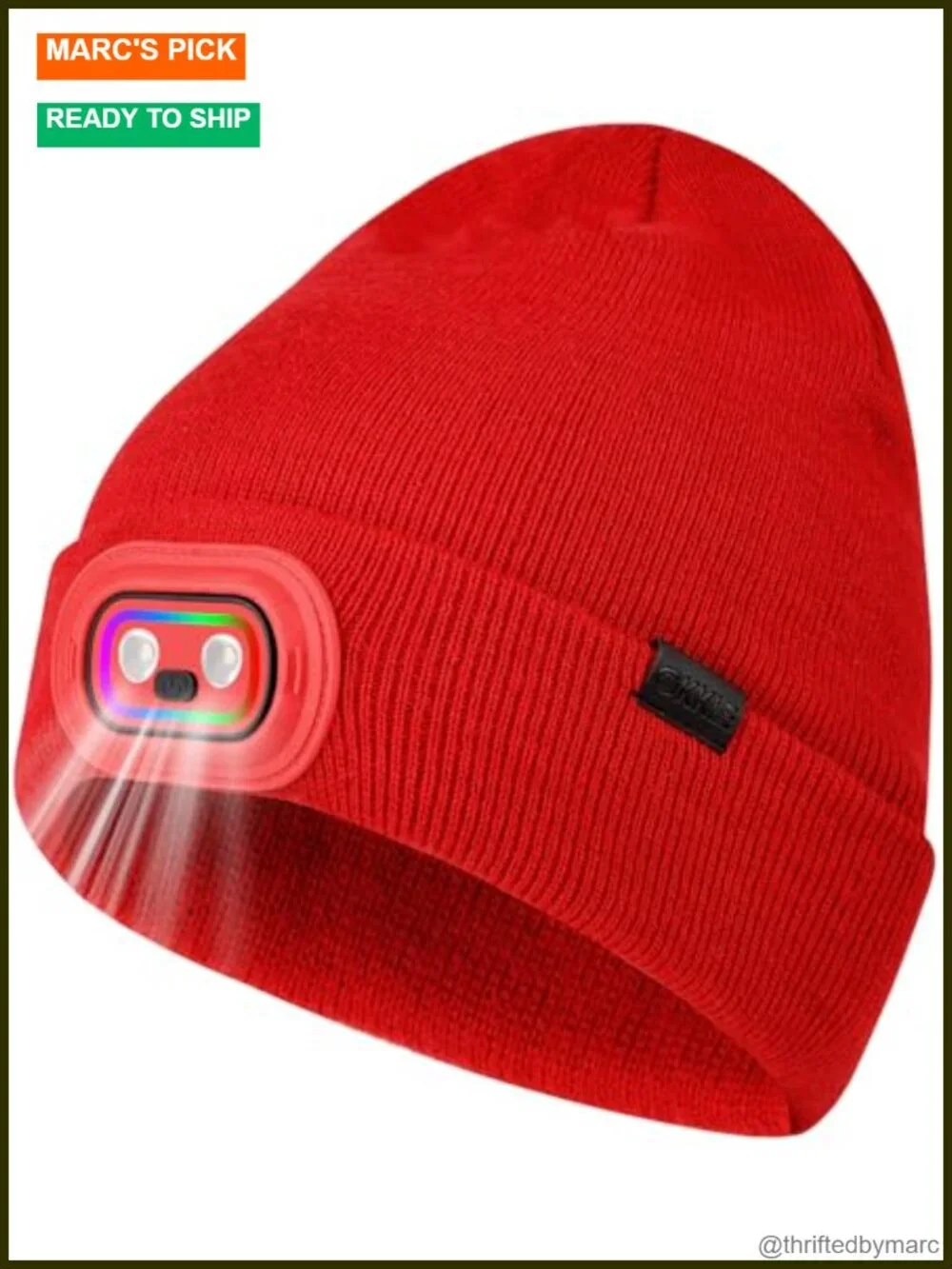 LED Beanie with Light Rechargeable Knit Hat Acrylic Winter Stocking Cap